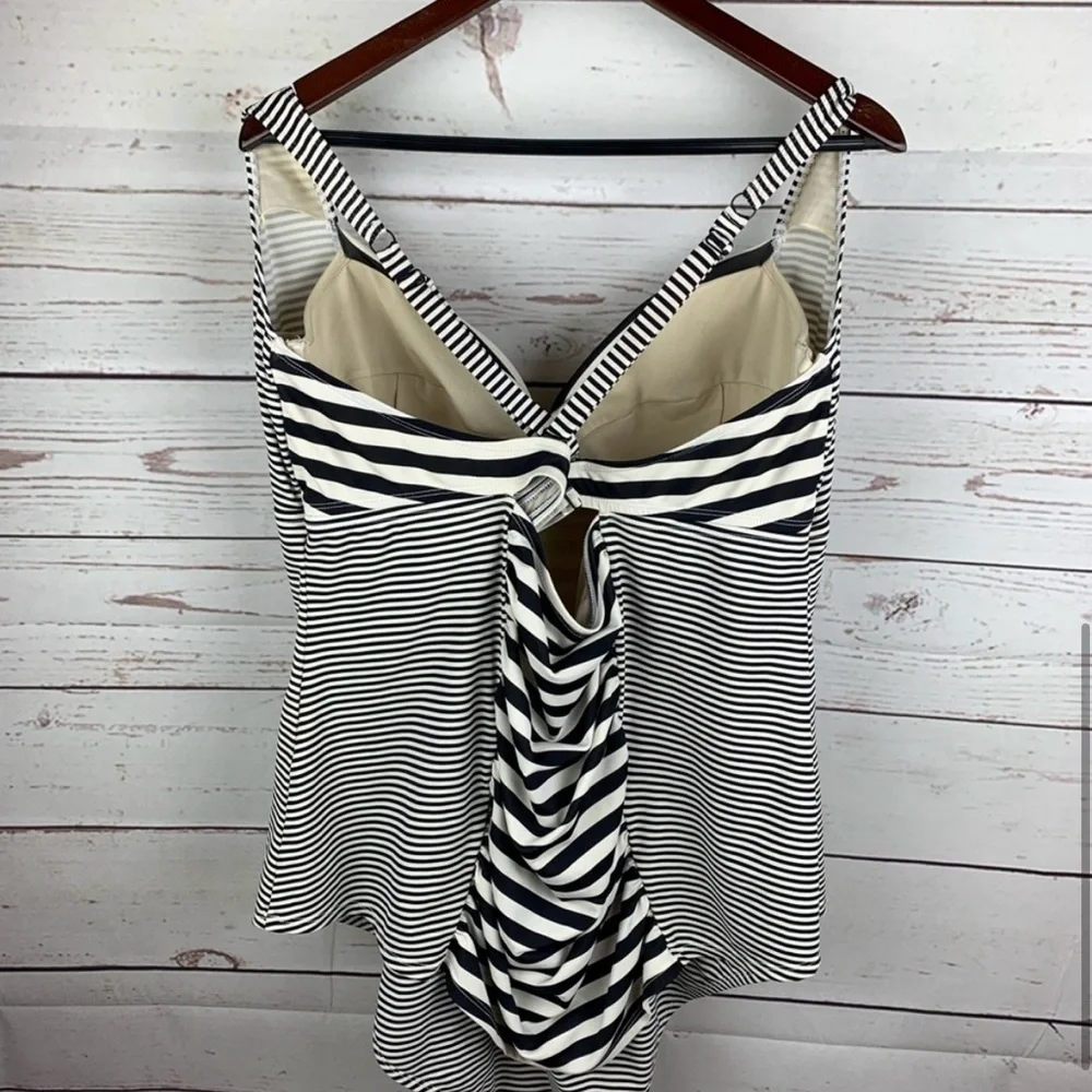 Torrid | Black Cream Striped One Piece Swimsuit - Picture 3 of 7